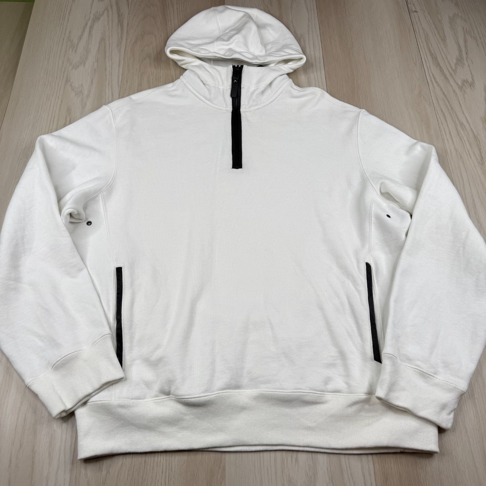 Polo Ralph Lauren Mens White Contrasting Black Collar 1/4-Zip Hoodie Size XL